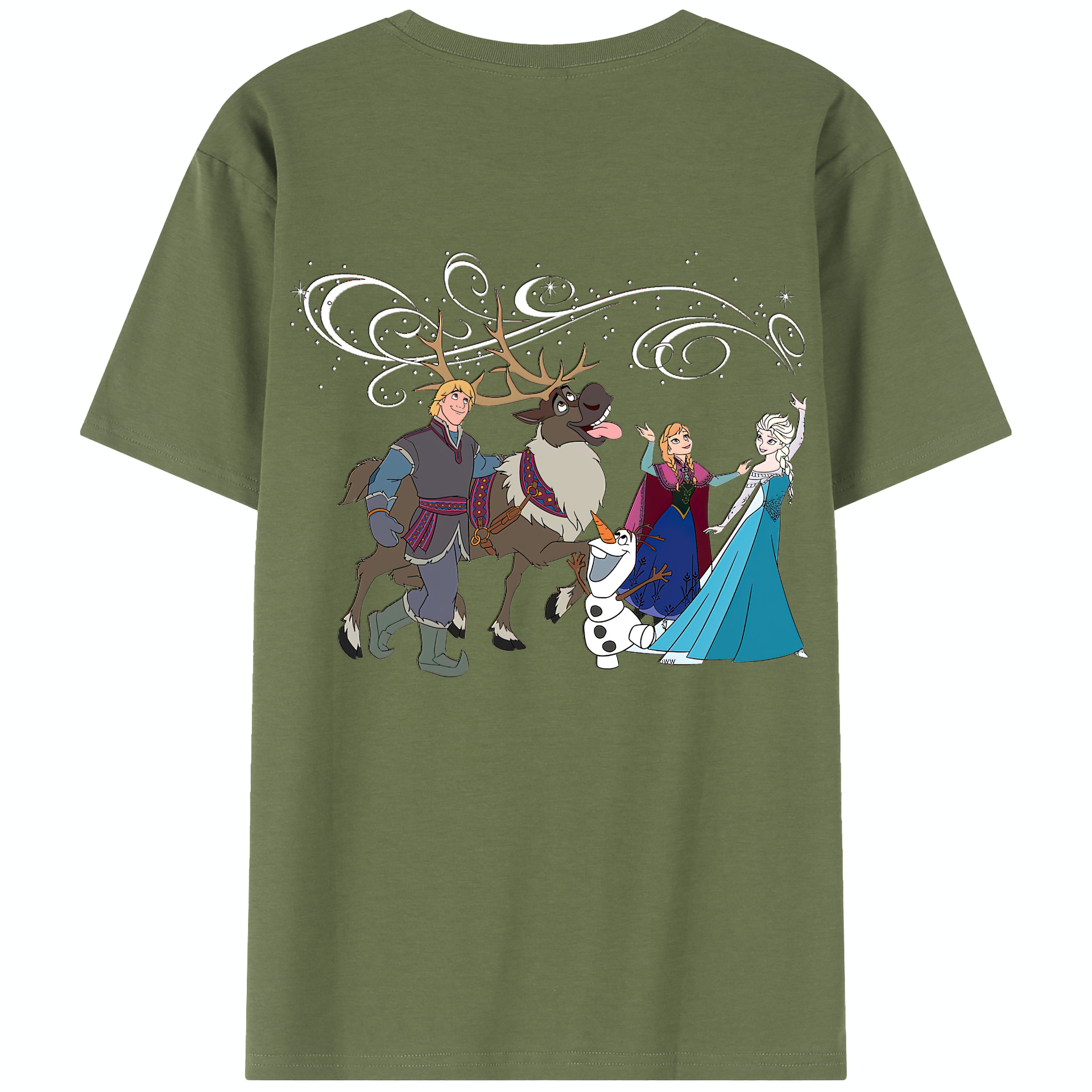 （画像用） アナと雪の女王 アンナ エルサ Frozen Anna Elsa 綿100％半袖Tシャツ（背面プリント）